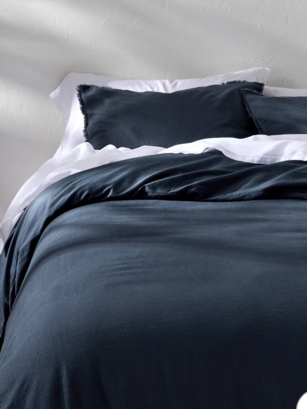 Casaluna Dark Mineral Blue Linen-Blend Duvet Cover & Sham Set